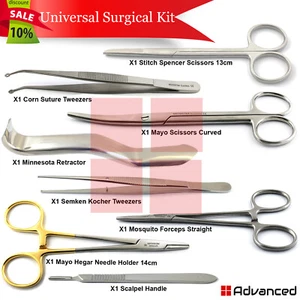 Minor Surgery Set Surgical Needle Holder Scissors Stitch Spencer Scalpel - Imagen 1 de 9