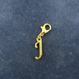 Initiale KURSIVBUCHSTABE J Anhänger Reißverschluss Ziehen Schlüsselanhänger Zusatzclip goldfarben Medium - Bild 1 von 5