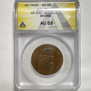 Middlesex Prince of Wales DH-956 Conder Token ANACS AU-53 Coin #12652T - Picture 1 of 4