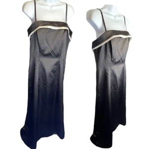 NWT DaVinci Size 14 Blk White Tuxedo Formal Spaghetti Prom Bridesmaid Dress Gown - Picture 1 of 8