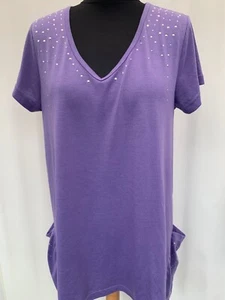 Lässiges lila Tunika T-Shirt Größe 14 Polyester Kurzarm - Bild 1 von 7