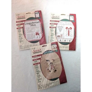 3 Lot PLAID Counted Cross Stitch Kit Embossed Christmas Gingerbread Man Snowman - Picture 1 of 4