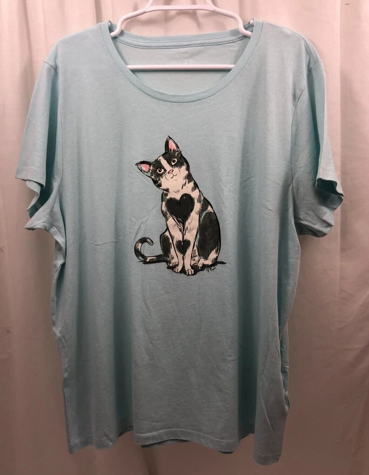 Camiseta feminina J Crew 3X gato - Imagem 1 de 1