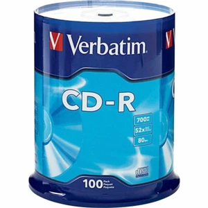 Verbatim 94554 CD-R 700 MB/80 min Recordable Disc - Silver (100/PK) New Sealed - Picture 1 of 3