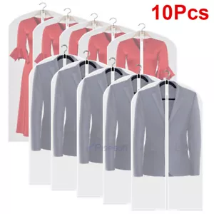 10Pcs Clear Hanging Garment Storage Bags Travel Suit Bag Dress Shirt 40 Inch - Picture 1 of 13