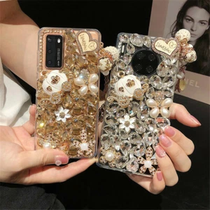 For OPPO Girls Cute Heart Bling Glitter Diamond Crystal Rhinestone Case Cover - Picture 1 of 8