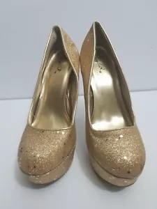Qupid High Heel Schuhe US Größe 7 Gold High Heel Funky - Bild 1 von 12