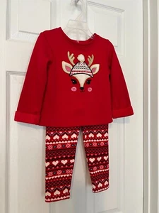 GARANIMALS Red 2 Piece Winter Christmas Fleece Lined Top & Pant Set Sz 2T - Picture 1 of 10