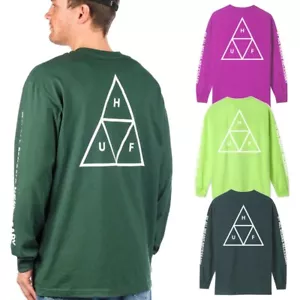 HUF Men's Essential Triple Triangle Long Sleeve Tee T-Shirt - Picture 1 of 9