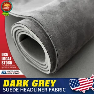 Fireproof Suede Headliner Fabric Material 79"x60"  Interior Roof Liner Dark Grey - Picture 1 of 8