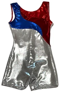 Motionwear Unitard Biketard Bodysuit Tank Silver Hologram New Girl M 5/6 5 66 7 - Picture 1 of 8