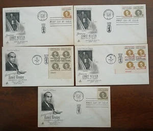U.S - 1959 - ERNST REUTER CHAMPION OF LIBERTY - MAYOR OF BERLIN  - LOT OF 5 FDC - Picture 1 of 2