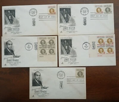 U.S - 1959 - ERNST REUTER CHAMPION OF LIBERTY - MAYOR OF BERLIN  - LOT OF 5 FDC - Image 1 of 2