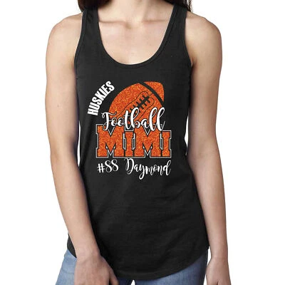 Camiseta sin mangas personalizada de fútbol con brillo Mimi nivel ajustada espalda deportiva fútbol mamá Foto 1 de 4