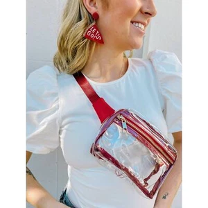 Ferris Game Day Clear Sling Belt Bag Fanny Pack Burgundy - Picture 1 of 4