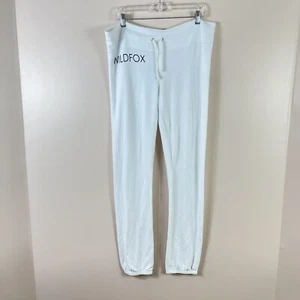 WILDFOX womens size L white French Terry pull on tapered ankle leg sweatpants - Picture 1 of 4