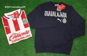 Puma Men's Chivas GDL Soccer CrewTop-Sweatshirt & Home Jersey, Blue/Red/White, S - Picture 1 of 16