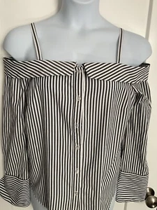 by by size XL scoop neck off the shoulder 3/4 sleeves button down blouse - Picture 1 of 5