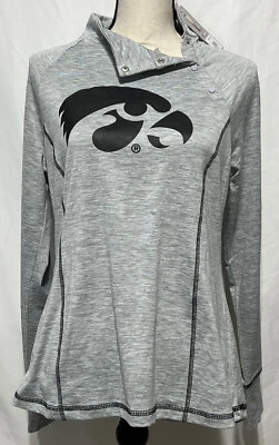 Iowa Hawkeye Shirt Womens Gray Size Medium Long Sleeve Button Shoulder  NWT - Imagem 1 de 4