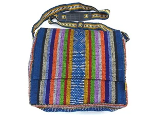 RASTA Bag Purse Beach Hippie Baja Ethnic handbag Made in Mexico Blue Rainbow - Picture 1 of 6