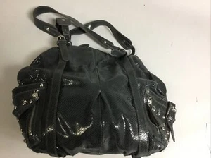 Women's Hype Large Black Hobo Boho Tote Bag Snake Pattern Sliver Studs Details - Picture 1 of 4