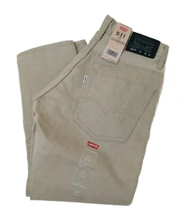 Levis 511 Slim Fit Boys Khaki Pants Size 8 Husky (28x23) Adjustable Waist Denim - Picture 1 of 4