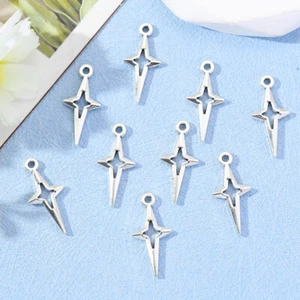 Colgantes de plata antigua BLUK 200 piezas con dijes de estrellas hágalo usted mismo para hacer joyas - Imagen 1 de 3