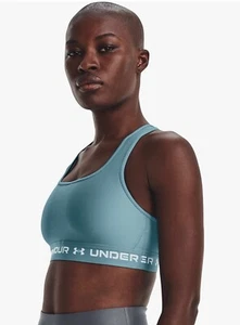 Under Armour Damen Crossback Mid Impact Sport BH 2X Neu mit Etikett gletscherblau/weiß - Bild 1 von 5