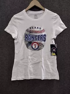 Texas Rangers Women's Baseball T-Shirt White Logo XL 14-16 - Picture 1 of 11