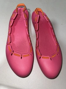 Crocs Pink Springi Slingback Ballet Flats Women Size 10 Hot Pink Slip On Orange - Picture 1 of 4