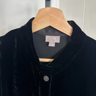 Blusa J Jill Terciopelo Con Botones Para Mujer S Negra Mezcla Seda Vacaciones Oscura Academia Foto 1 de 4