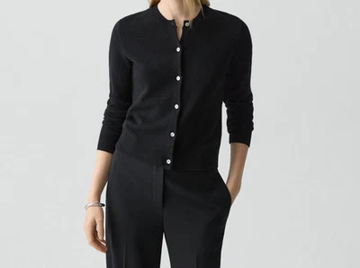 Cardigã Theory Cashmere Crew Button preto M; Novo com etiquetas - Imagem 1 de 4