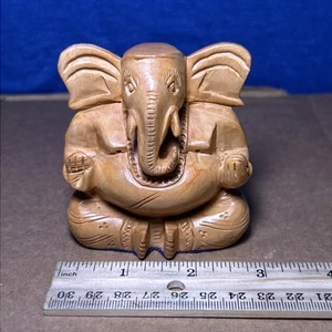 Holz Handgeschnitzt Indisch Lord Ganesh Skulptur Einteilig Statue Künstlerische Dekoration - Bild 1 von 8