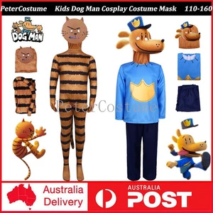 Kids Dog Man Cosplay Costume Petey the Cat Jumpsuit Mask Fancy Dress Book Week - Picture 1 of 23