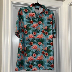 Yatta Golf Polo Shirt Mens XL Floral Flamingo AOP Performance Stretch - Picture 1 of 11