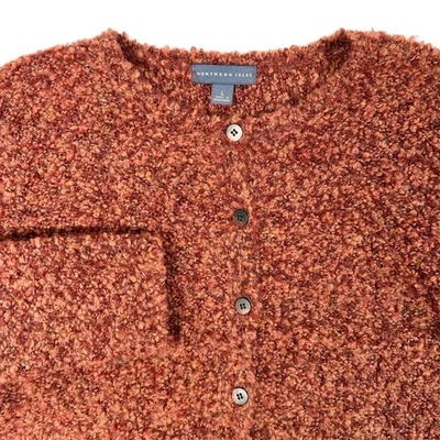 Suéter Northern Isles Mujer Grande Naranja Cárdigan Mezcla Lana Cottage Granny Foto 1 de 4
