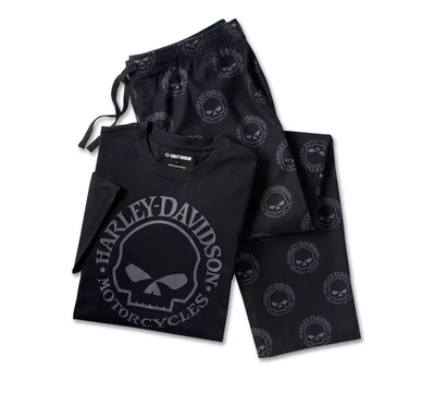 Juego de pijama de manga corta Willie G Skull genuino Harley-Davidson para hombre 96116-25VM Foto 1 de 4