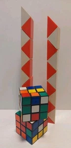 Vintage Rubik's Cube With Stickers x 2 + Snake Orange & White Twist Puzzle Toy - Picture 1 of 9