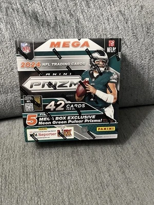 2024 帕尼 Prizm NFL 足球 Mega 盒原厂封装霓虹绿脉冲星 — 第 1/2 张图片