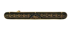 Vintage Gold Tone & Black Enamel Etched Damascene Long Tie Bar Clip! 8 - Picture 1 of 4