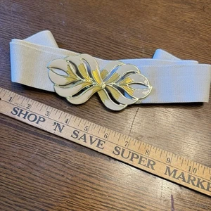 Vintage Buckle on Elastic Belt stretch Clasp Disco White Gold - Picture 1 of 5