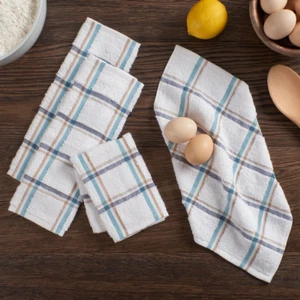 Woven Kitchen Dish Cloth Cotton Cleaning Towel Set Soft Absorbent 4-Pack 12”X12” - Picture 1 of 5