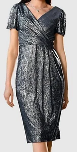 Kleid Festkleid Abendkleid Etuikleid Partykleid blau silber 38 42 44 48 52 54 - Bild 1 von 3