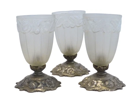 Gorgeous Set 3x Wall Light Ceiling Sconces ART DECO Nickelplate Tole France 1920 Cover