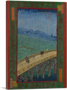 ARTCANVAS Bridge in the Rain 1887 Canvas Art Print by Vincent van Gogh - Picture 1 of 14