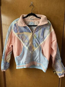 East West Windbreaker Womens Medium M Vintage Colorful Jacket Pink - Picture 1 of 8