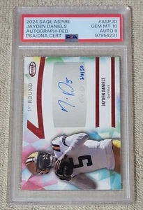 2024 Sage Aspire Jayden Daniels Autograph Red /50 PSA 10 RC AUTO LSU & Commander - Bild 1 von 4