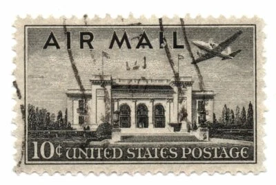 US Stamp Scott C34 Air Mail Pan-American Building Used 10c 1947 (a4) - Image 1 of 2