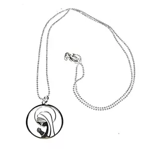 Collare Pendente Medaglia Vergine E Catena di Perline 45 CM Tutto IN Argento - Bild 1 von 4