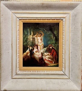 Harem Scene w/ Odalisks-19th century French Orientalist-Oil painting - Picture 1 of 10